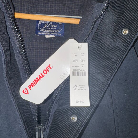 J.Crew Jacket Mens Medium Black Hooded PrimaLoft Corduroy Wool Panels NWT - Picture 6 of 16